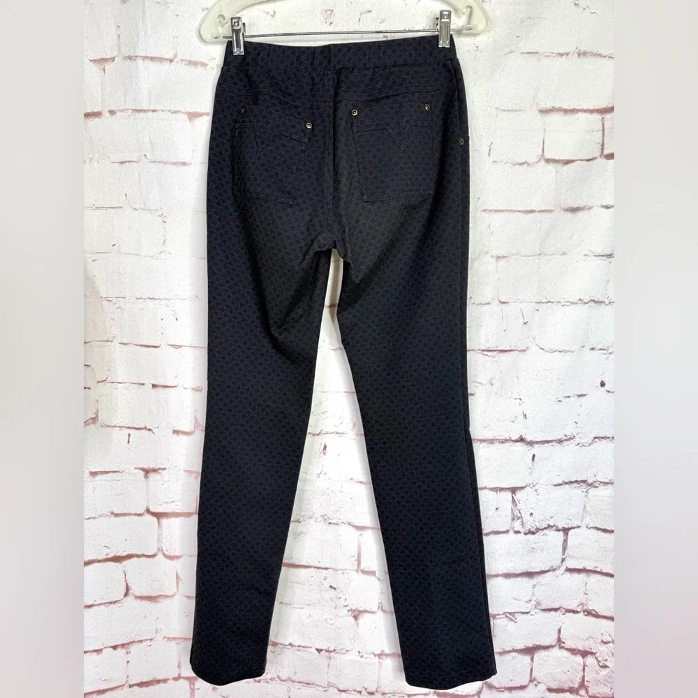 INSIGHT 26.5 Inch Waist Black Jacquard Print Pull On Slim Fit Size 4 Pants - Picture 7 of 13